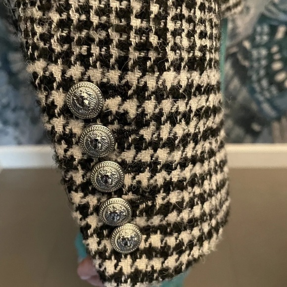 BALMAIN WOOL HOUNDSOOTH PLAID GREY BLACK BLAZER 42 (10 US) - Picture 5 of 7